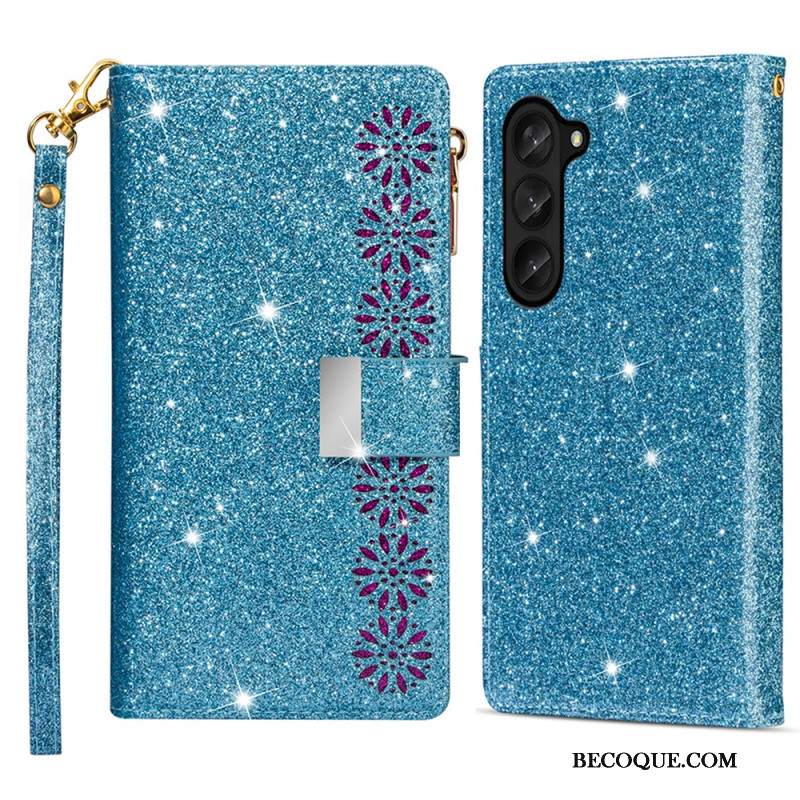 Etui Folio Samsung Galaxy Z Fold 5 Portfel Z Cekinami Etui Ochronne