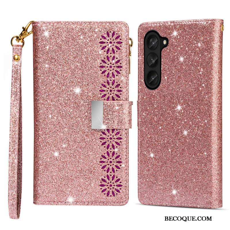 Etui Folio Samsung Galaxy Z Fold 5 Portfel Z Cekinami Etui Ochronne