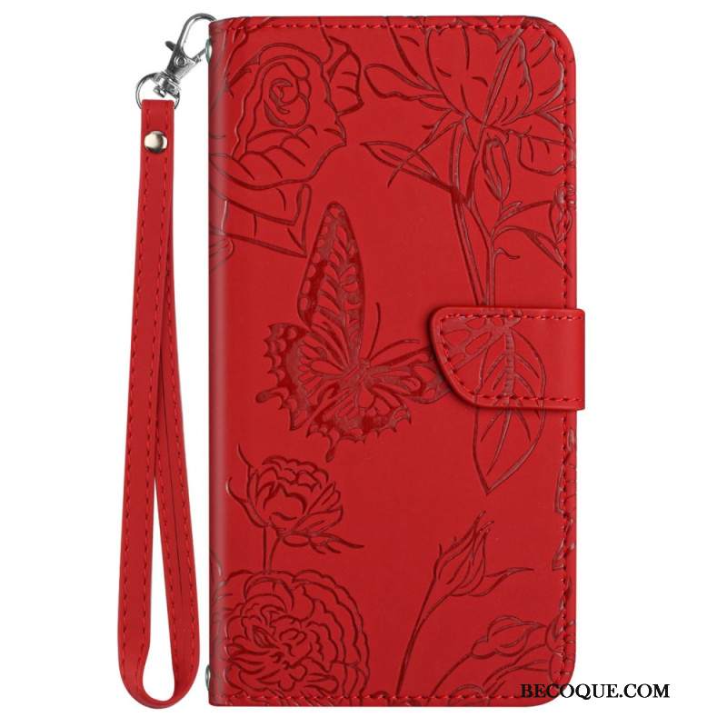 Etui Folio Sony Xperia 10 Vi Nadruk W Kształcie Motyla Z Paskiem
