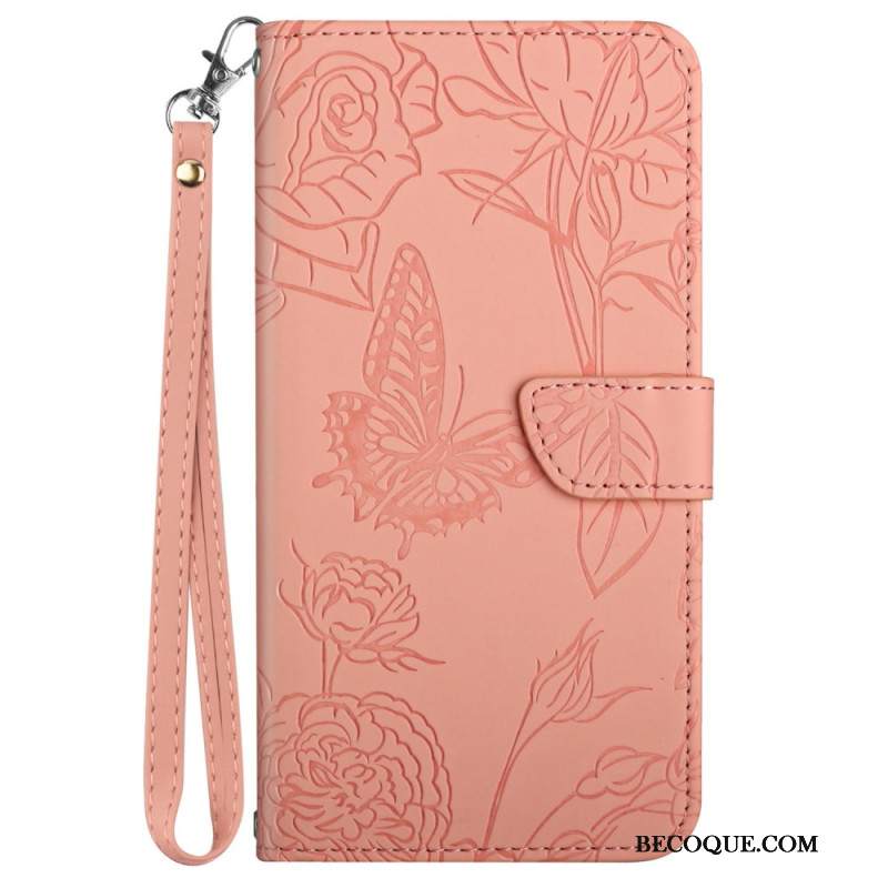 Etui Folio Sony Xperia 10 Vi Nadruk W Kształcie Motyla Z Paskiem