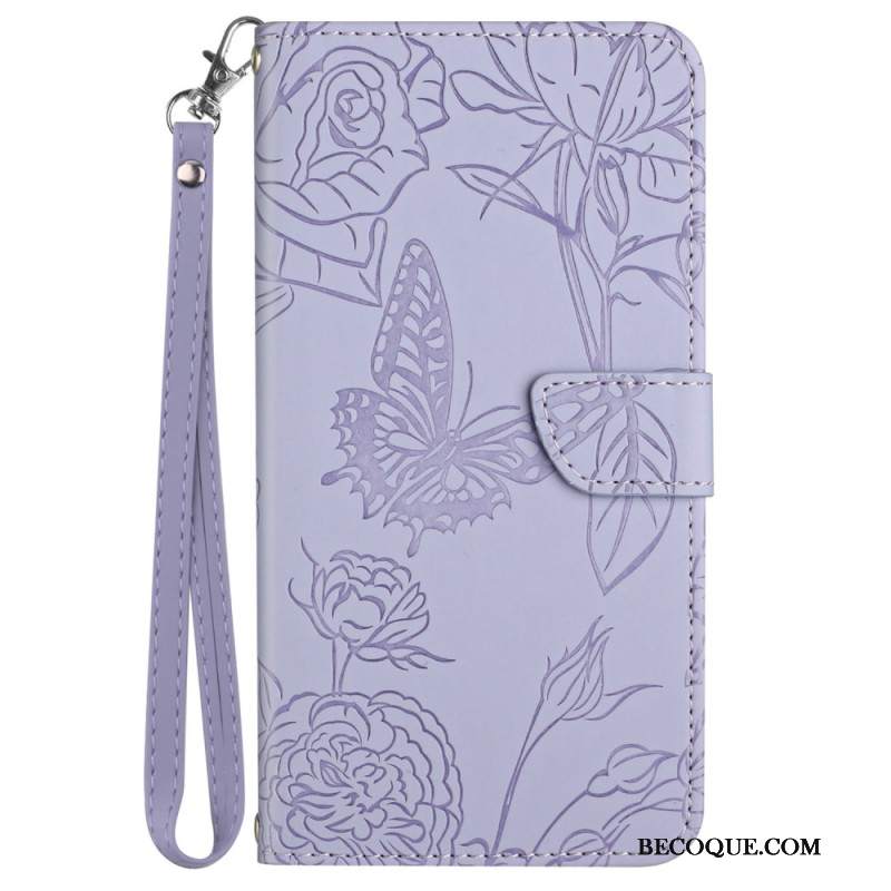 Etui Folio Sony Xperia 10 Vi Nadruk W Kształcie Motyla Z Paskiem