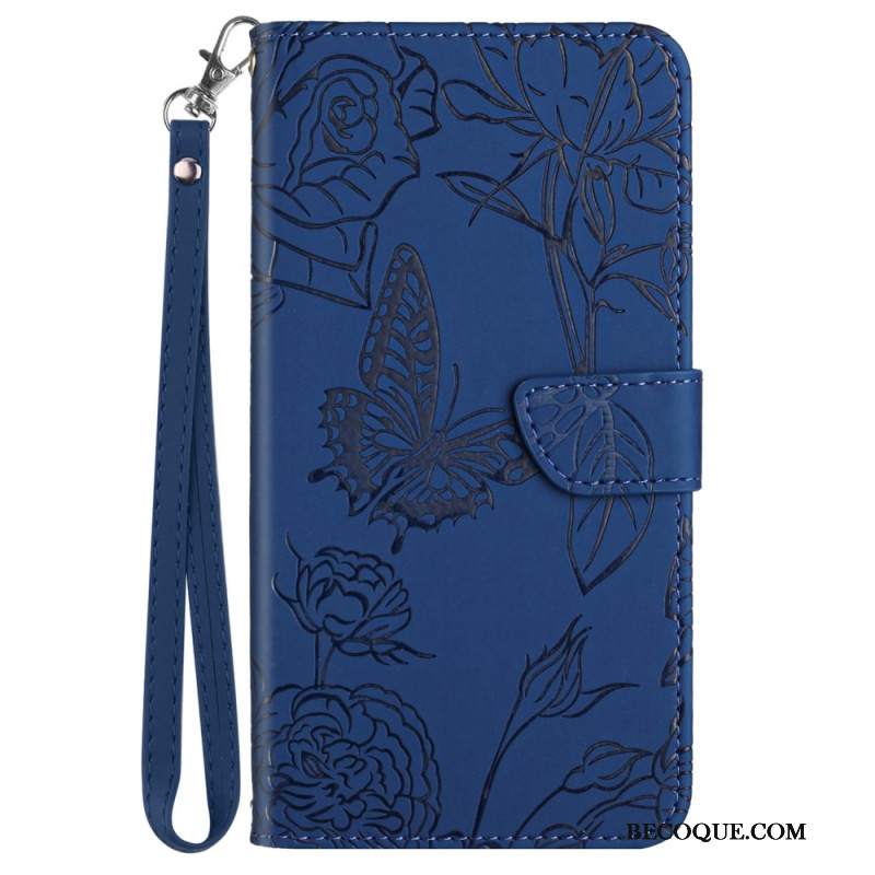Etui Folio Sony Xperia 10 Vi Nadruk W Kształcie Motyla Z Paskiem