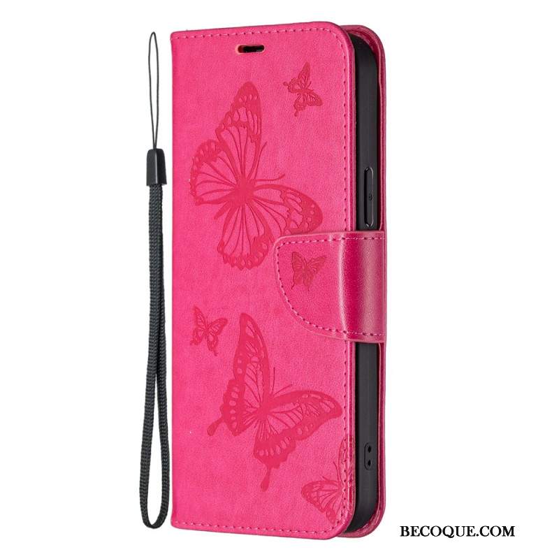 Etui Folio Xiaomi Redmi Note 13 4g Nadruk W Kształcie Motyla Z Paskiem
