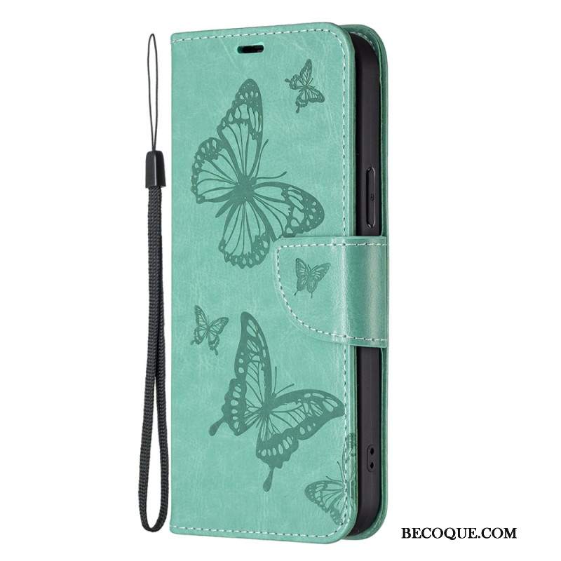Etui Folio Xiaomi Redmi Note 13 4g Nadruk W Kształcie Motyla Z Paskiem
