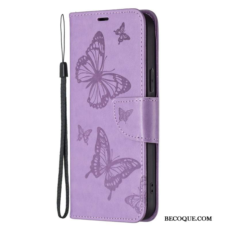 Etui Folio Xiaomi Redmi Note 13 4g Nadruk W Kształcie Motyla Z Paskiem