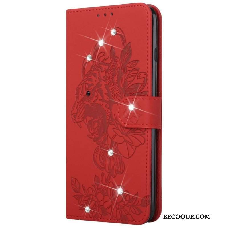 Etui Folio do Google Pixel 6 Barokowy Tygrys I Strass