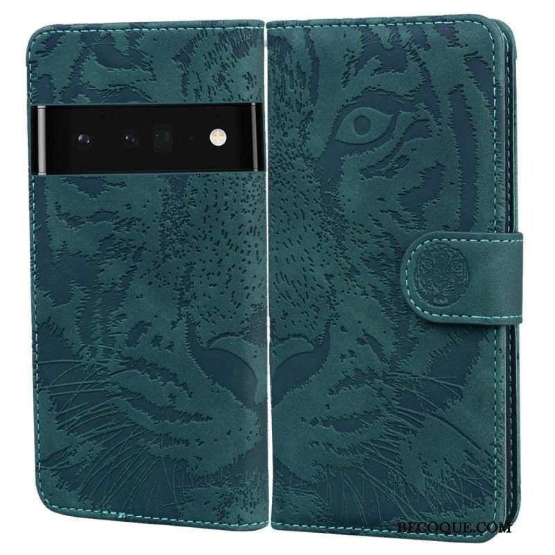 Etui Folio do Google Pixel 6 Nadruk Twarzy Tygrysa