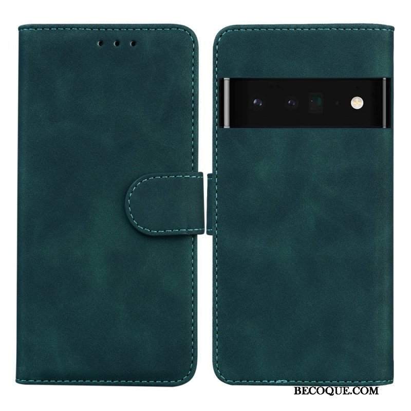 Etui Folio do Google Pixel 6 Pro Monochromatyczny Efekt Skóry