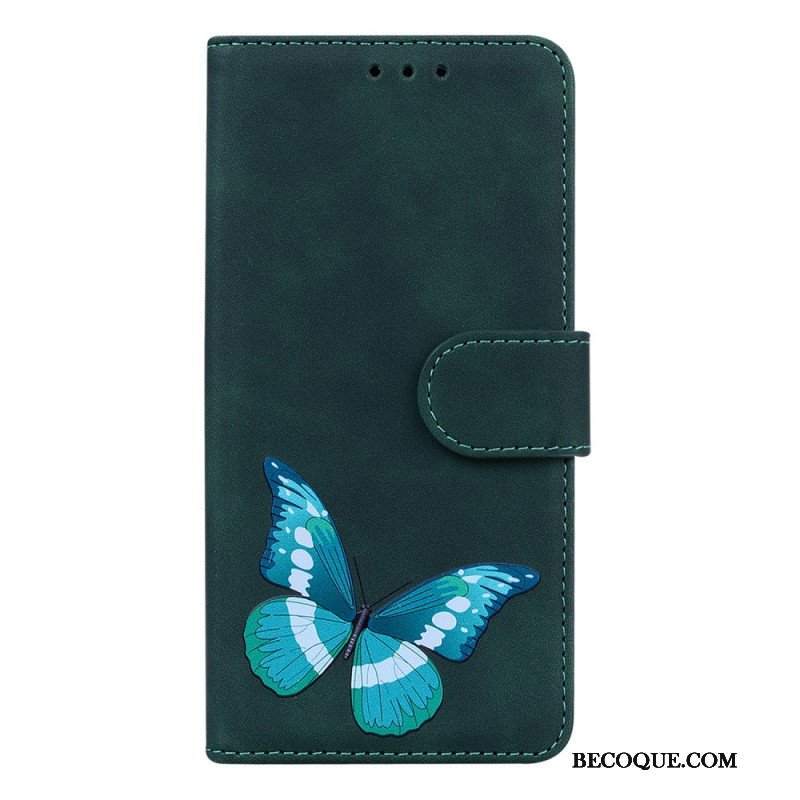 Etui Folio do Google Pixel 6 Pro Motyl Dotykający Skóry