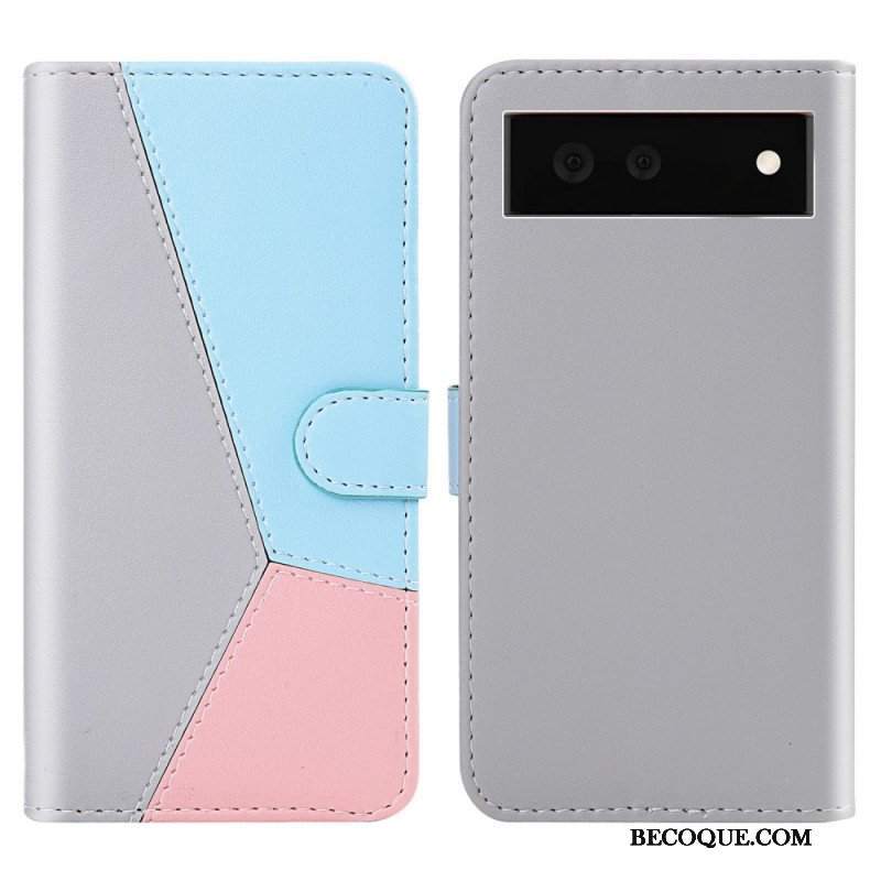 Etui Folio do Google Pixel 6 Trójkolorowy Efekt Skóry