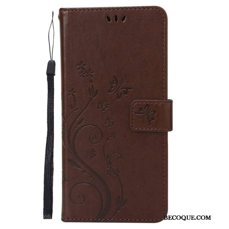 Etui Folio do Google Pixel 7 z Łańcuch Pasek Pro Flowers And Butterfly