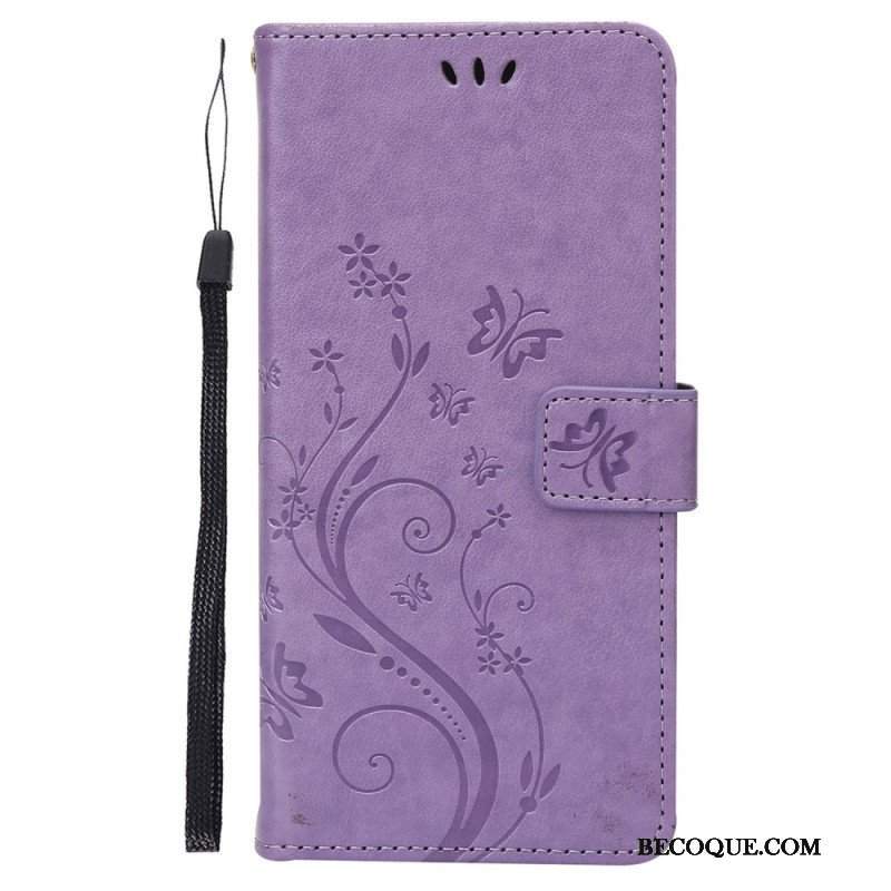 Etui Folio do Google Pixel 7 z Łańcuch Pasek Pro Flowers And Butterfly