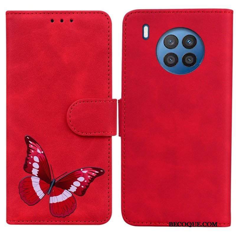 Etui Folio do Honor 50 Lite Motyl Dotykający Skóry