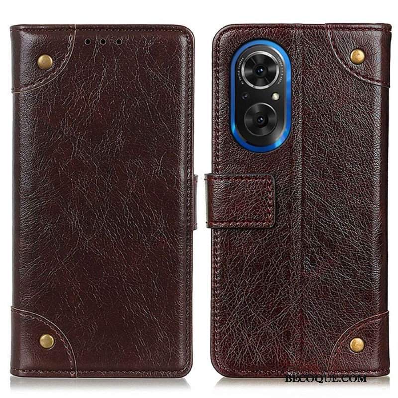 Etui Folio do Honor 50 SE Nity W Stylu Vintage Ze Skóry Nappa