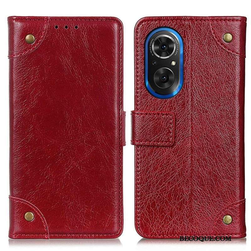 Etui Folio do Honor 50 SE Nity W Stylu Vintage Ze Skóry Nappa