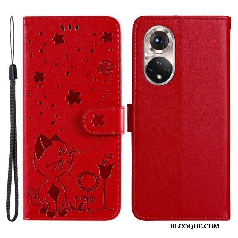 Etui Folio do Honor 50 z Łańcuch Kot I Pszczoła Z Smyczą