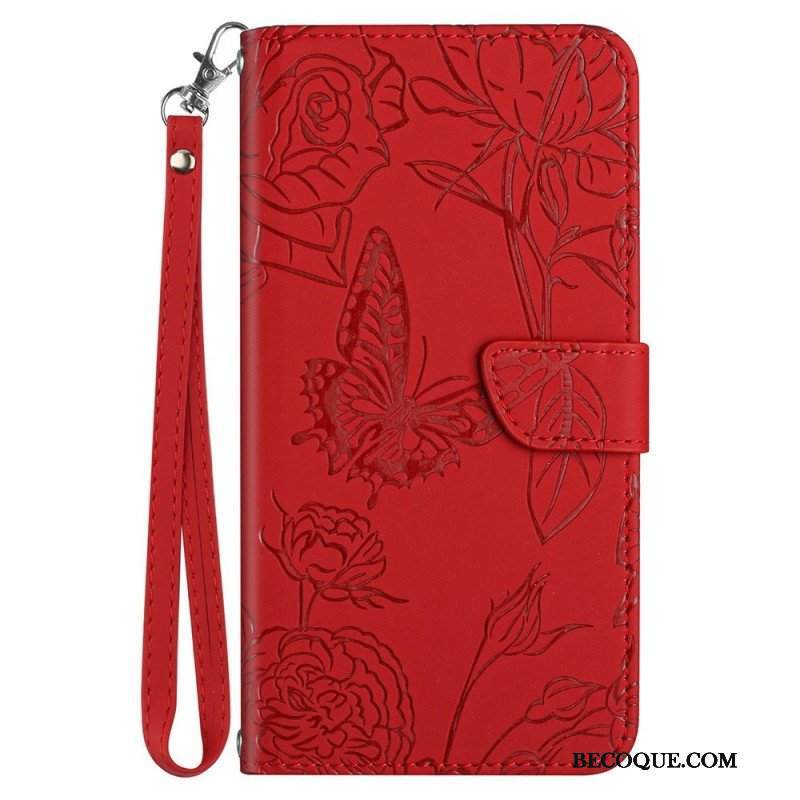 Etui Folio do Honor Magic 4 Lite 5G Motyle I Smycz