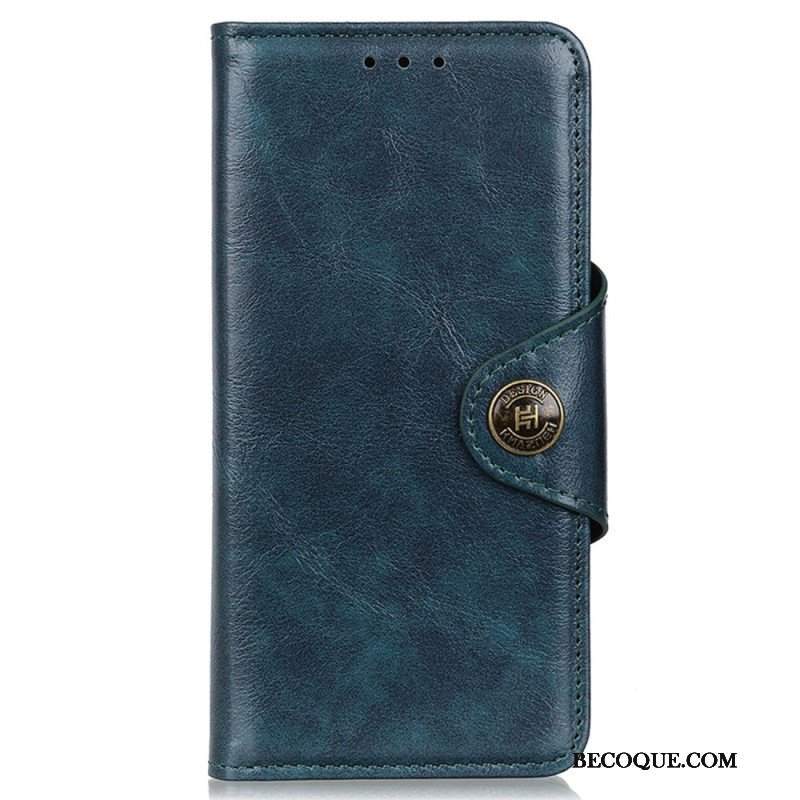 Etui Folio do Honor Magic 5 Lite Guzik Ze Sztucznej Skóry Lakierowanej