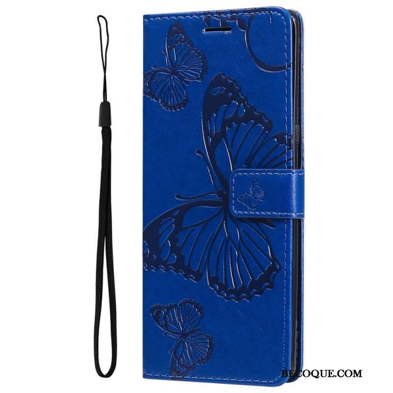 Etui Folio do Honor Magic 5 Lite z Łańcuch Gigantyczne Motyle Paskowe