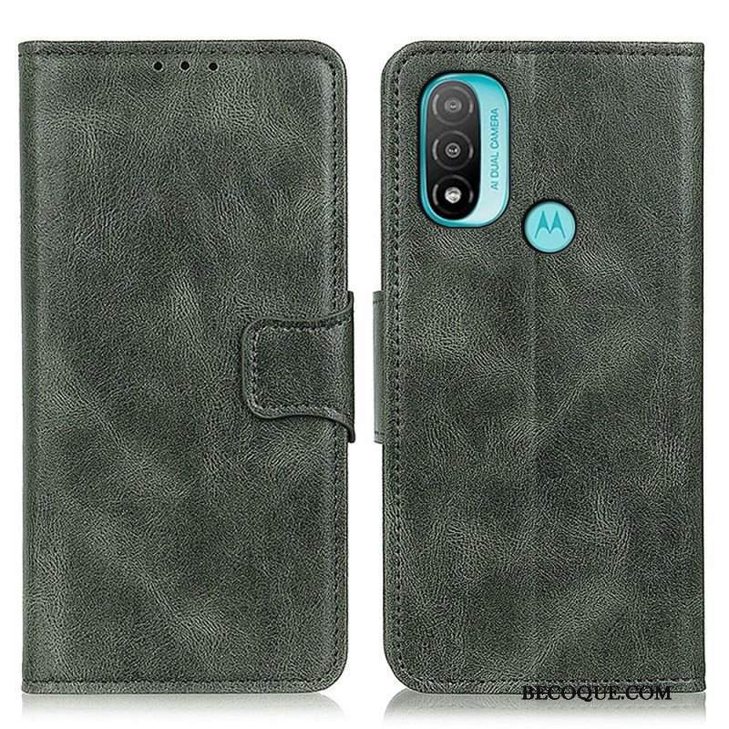 Etui Folio do Moto E40 / E30 / E20 Dwustronne Zapięcie Z Efektem Skóry