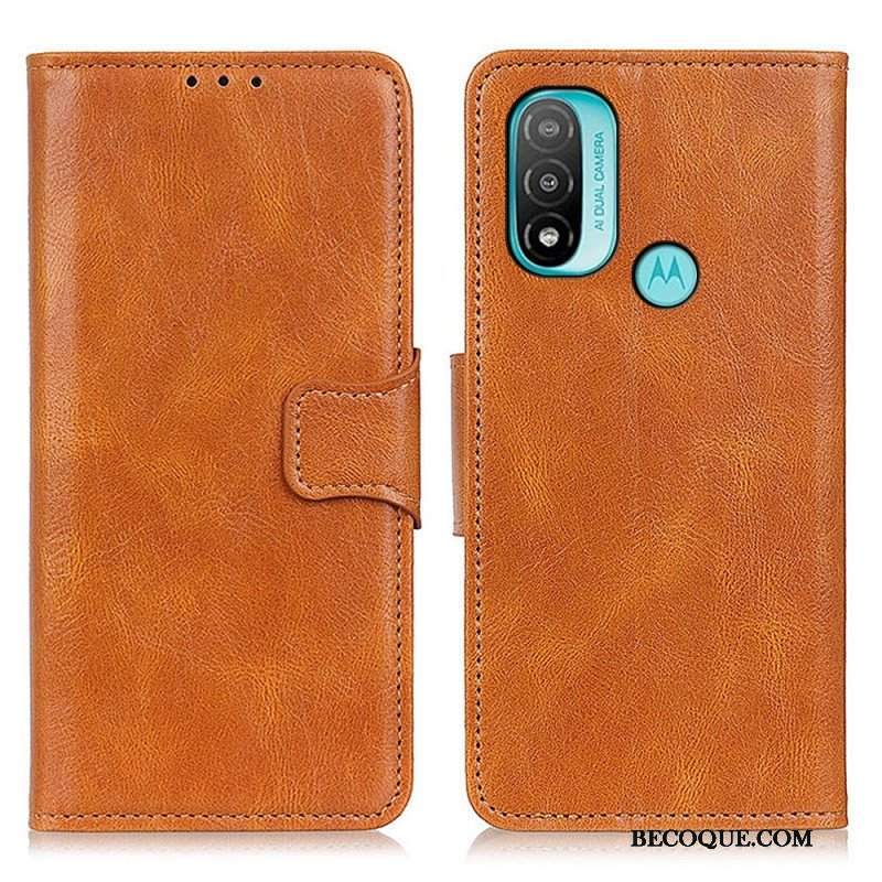 Etui Folio do Moto E40 / E30 / E20 Dwustronne Zapięcie Z Efektem Skóry