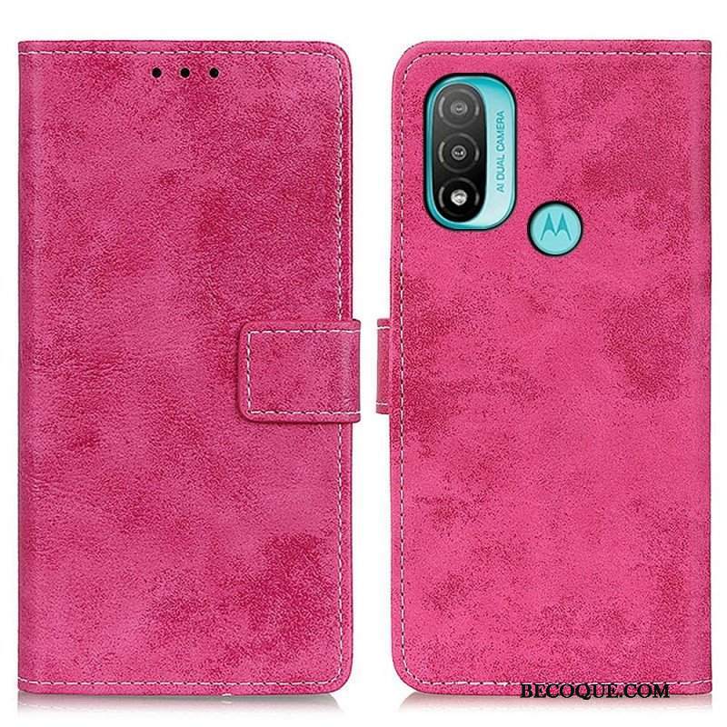Etui Folio do Moto E40 / E30 / E20 Efekt Skóry Vintage