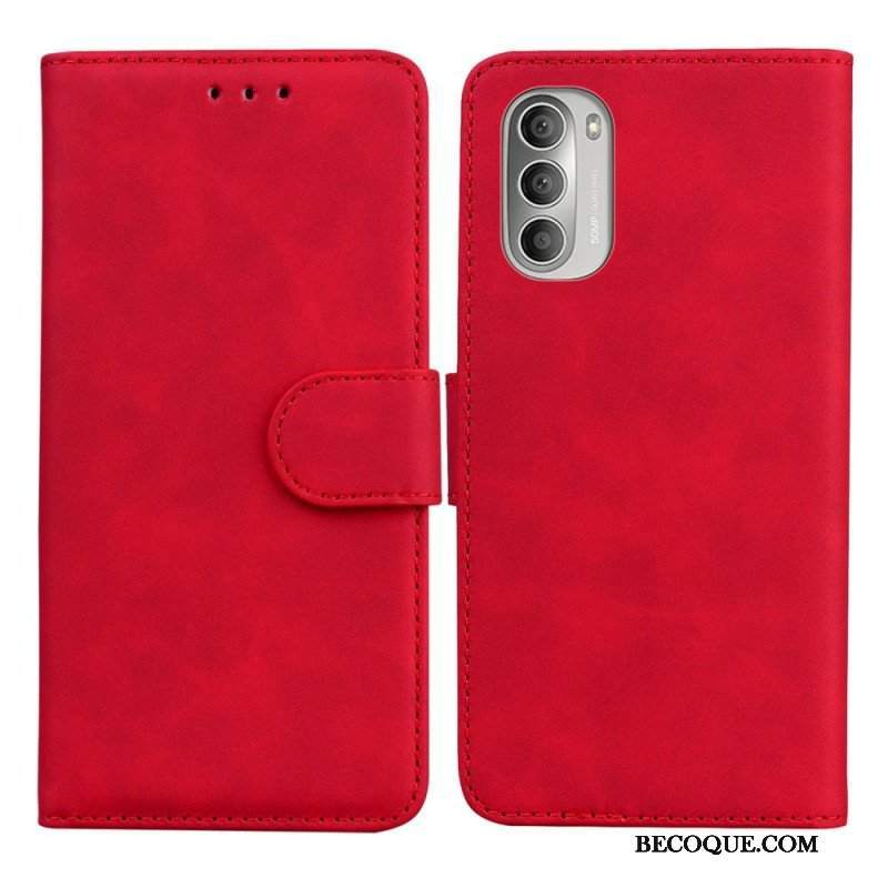 Etui Folio do Moto G51 5G Monochromatyczny Efekt Skóry