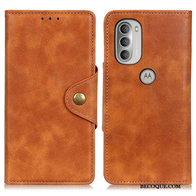 Etui Folio do Moto G51 5G Vintage Sztuczna Skóra I Guzik