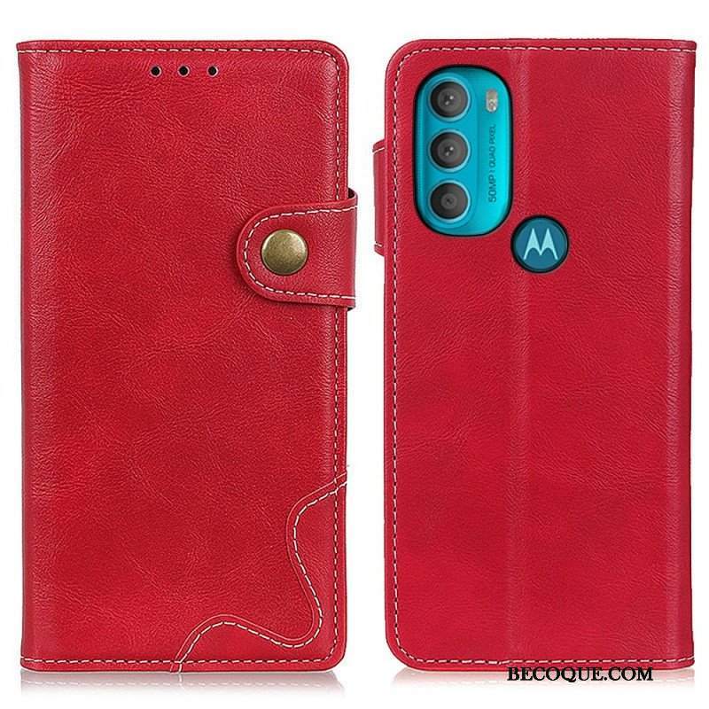 Etui Folio do Moto G71 5G Artystyczny Guzik Do Szycia