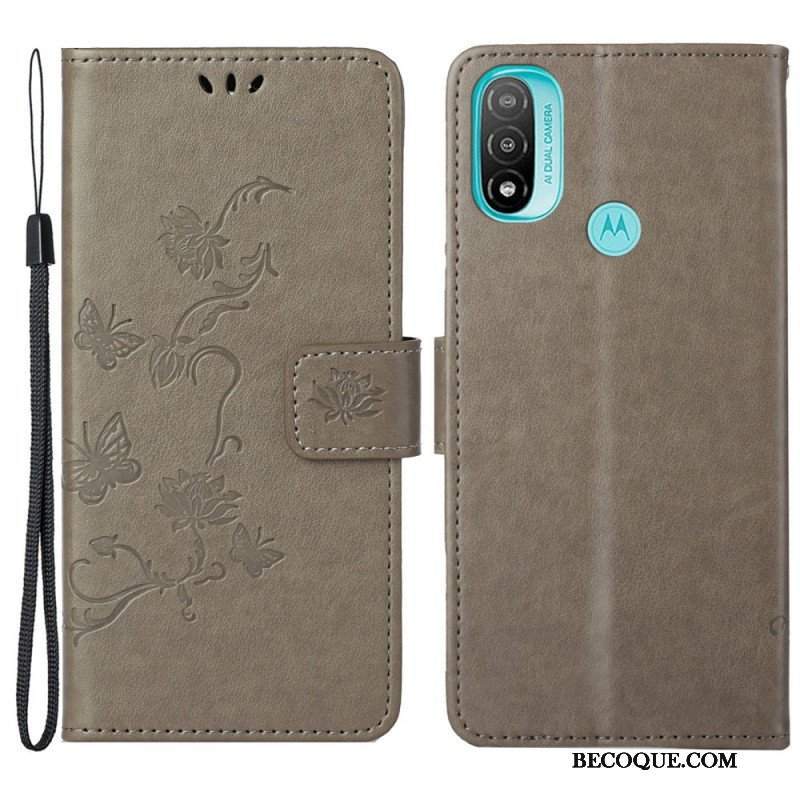 Etui Folio do Moto G71 5G Azjatyckie Motyle I Kwiaty