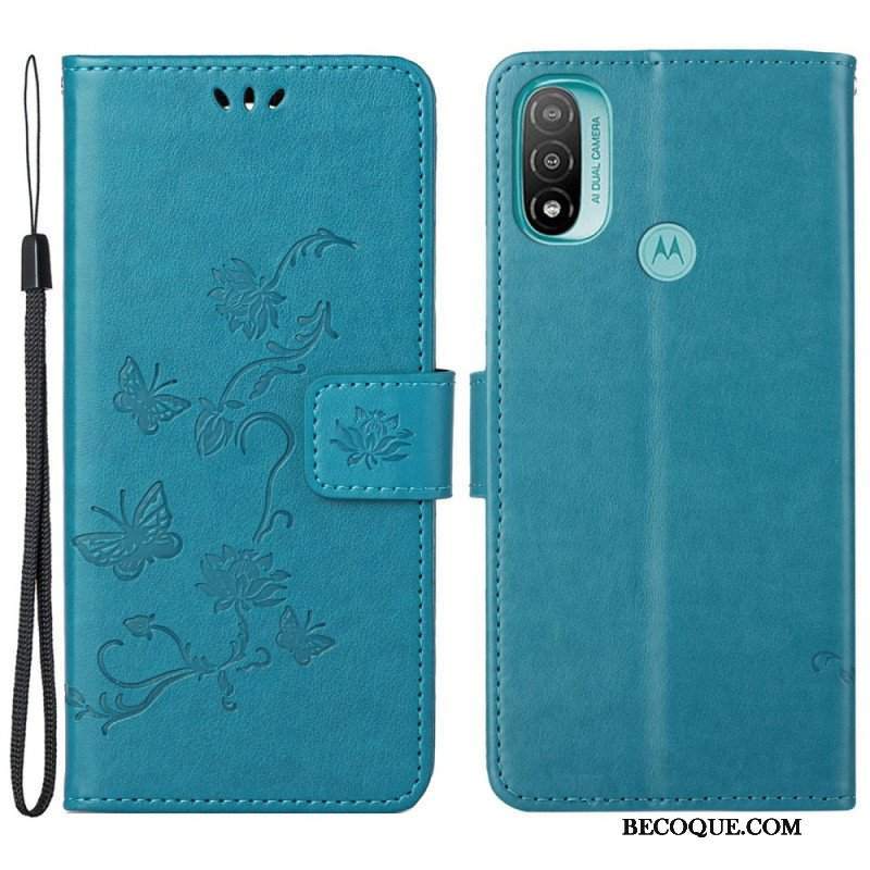 Etui Folio do Moto G71 5G Azjatyckie Motyle I Kwiaty