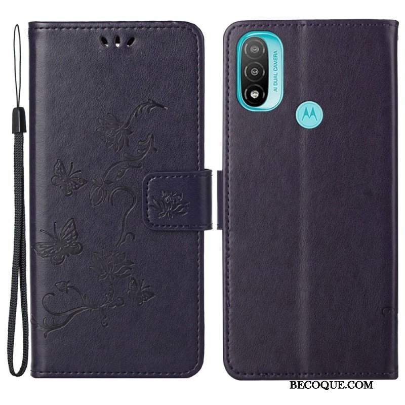 Etui Folio do Moto G71 5G Azjatyckie Motyle I Kwiaty