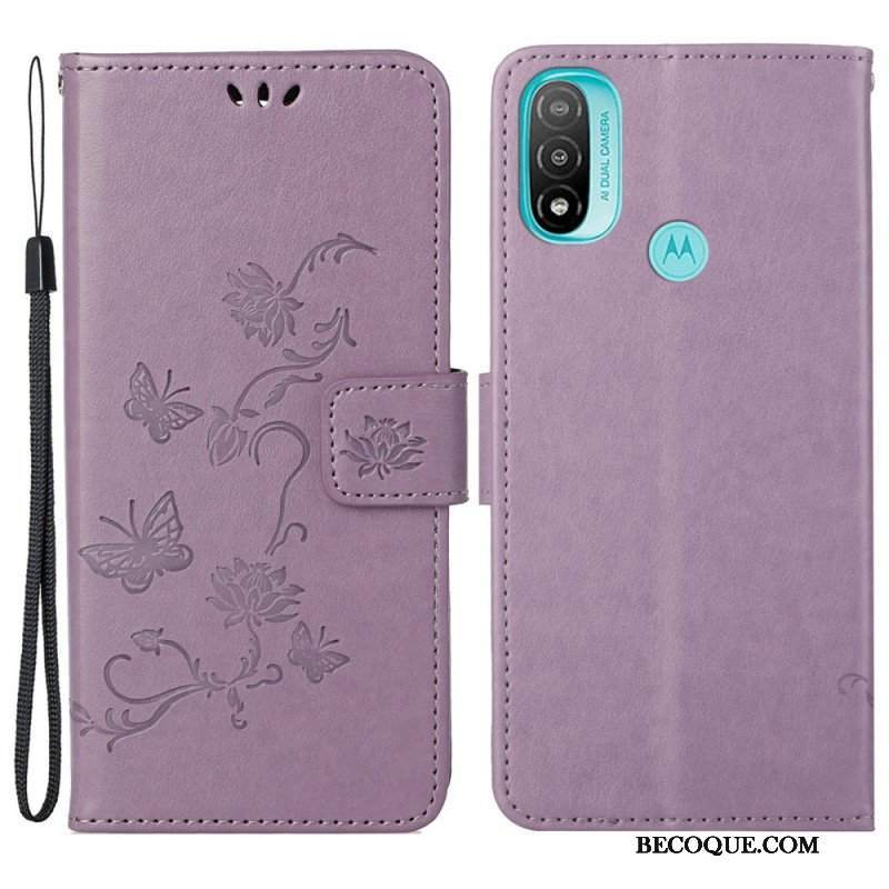 Etui Folio do Moto G71 5G Azjatyckie Motyle I Kwiaty