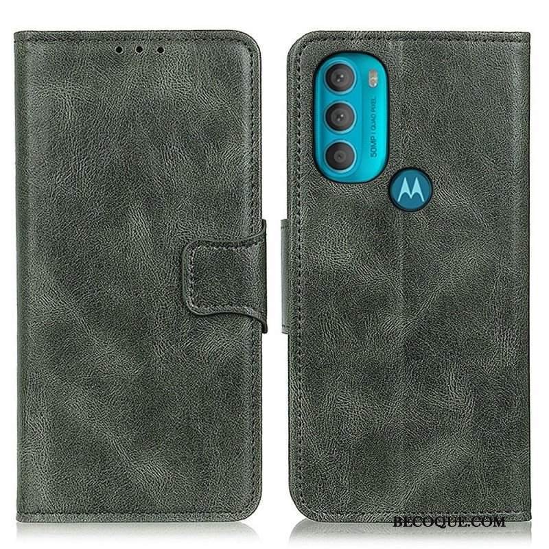 Etui Folio do Moto G71 5G Dwustronne Zapięcie Z Efektem Skóry