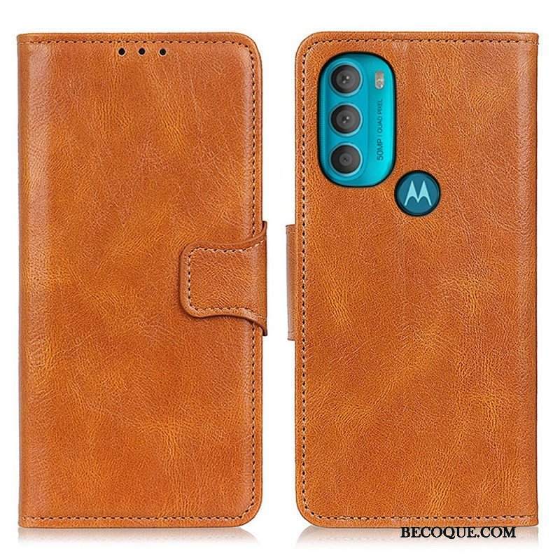 Etui Folio do Moto G71 5G Dwustronne Zapięcie Z Efektem Skóry