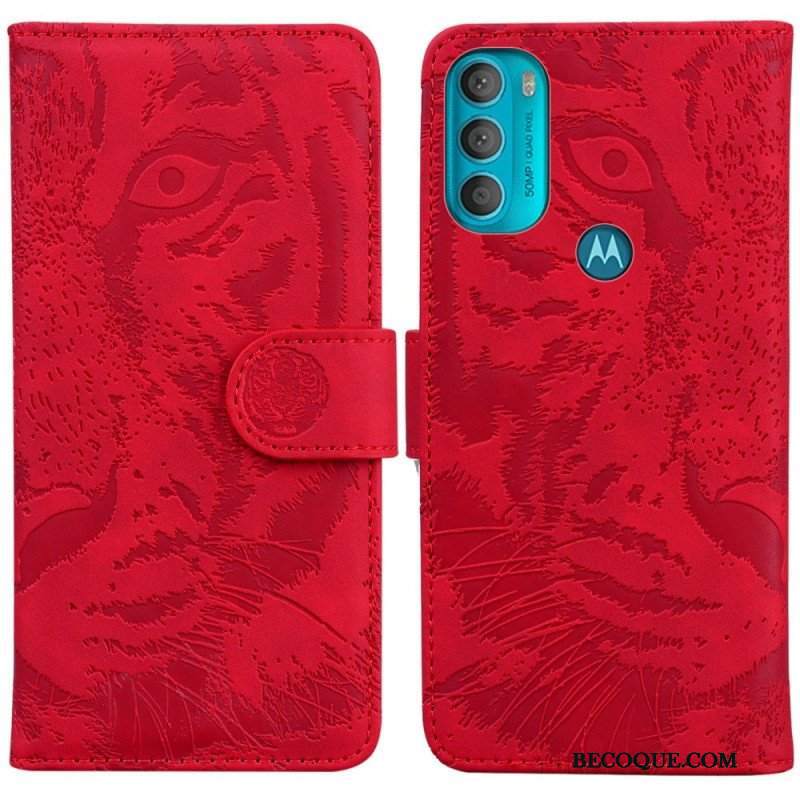 Etui Folio do Moto G71 5G Nadruk Twarzy Tygrysa