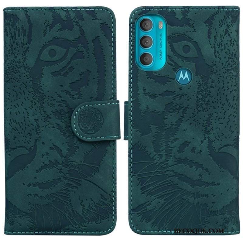 Etui Folio do Moto G71 5G Nadruk Twarzy Tygrysa