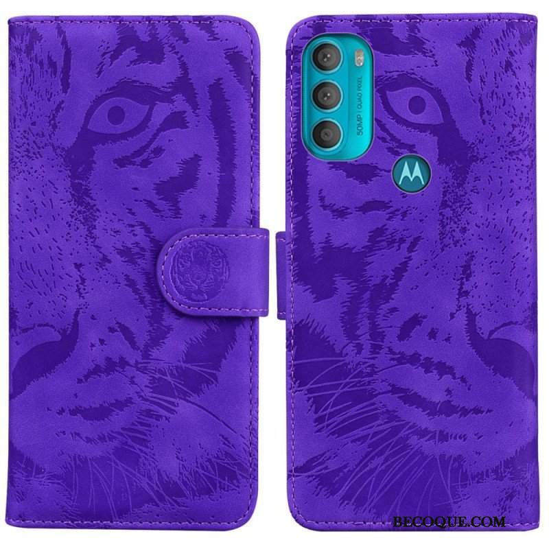 Etui Folio do Moto G71 5G Nadruk Twarzy Tygrysa