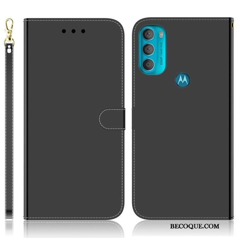 Etui Folio do Moto G71 5G Osłona Lusterka Ze Sztucznej Skóry