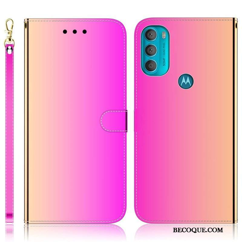 Etui Folio do Moto G71 5G Osłona Lusterka Ze Sztucznej Skóry