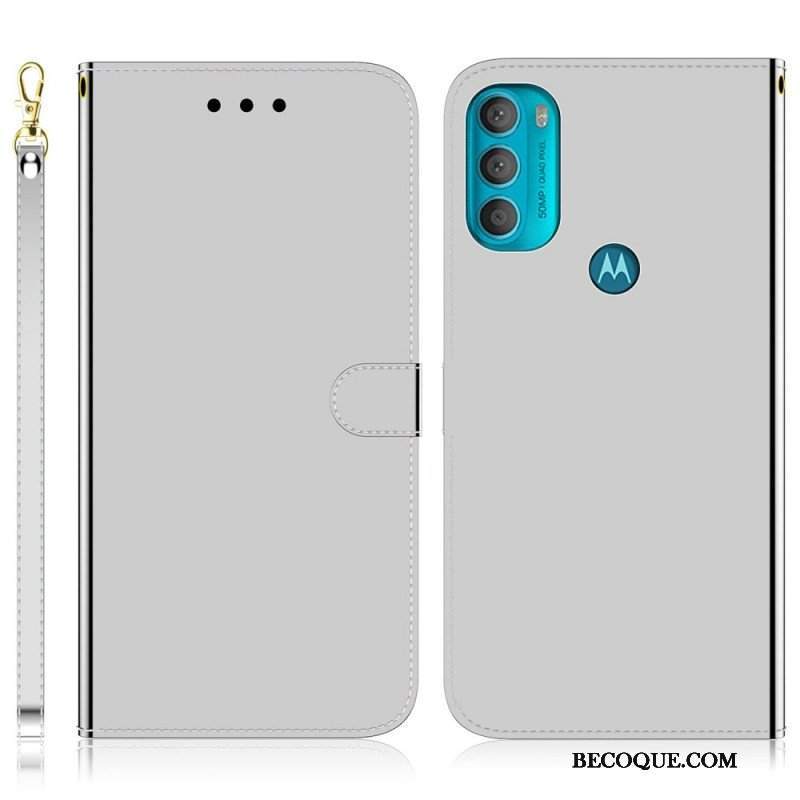 Etui Folio do Moto G71 5G Osłona Lusterka Ze Sztucznej Skóry