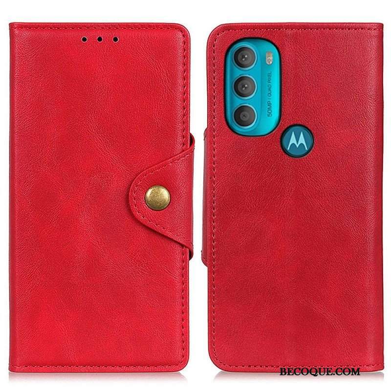 Etui Folio do Moto G71 5G Vintage Sztuczna Skóra I Guzik