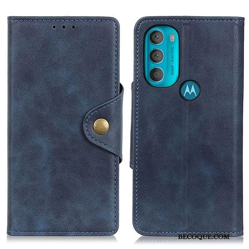 Etui Folio do Moto G71 5G Vintage Sztuczna Skóra I Guzik