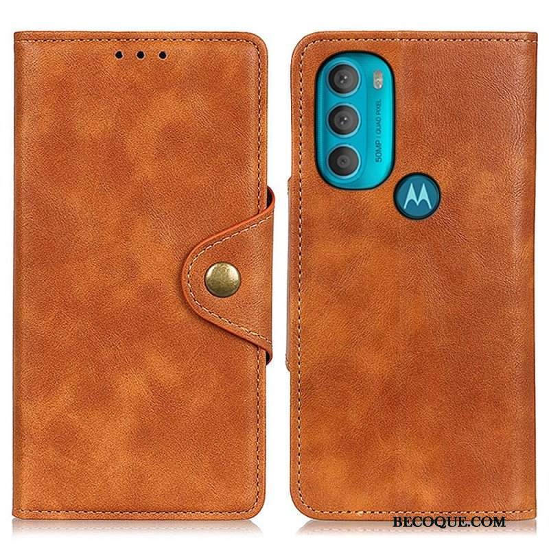 Etui Folio do Moto G71 5G Vintage Sztuczna Skóra I Guzik