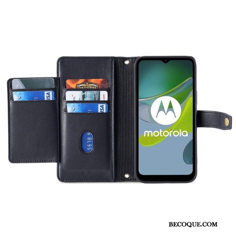 Etui Folio do Moto G73 5G Torebka Z Paskiem Na Ramię I Smyczą