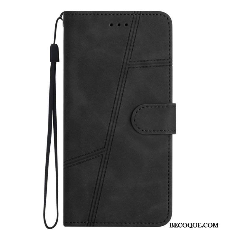 Etui Folio do Moto G73 5G z Łańcuch Linie Smyczy