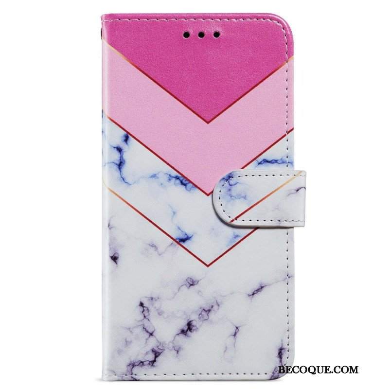 Etui Folio do Moto G73 5G z Łańcuch Odmiana Paska Marmuru