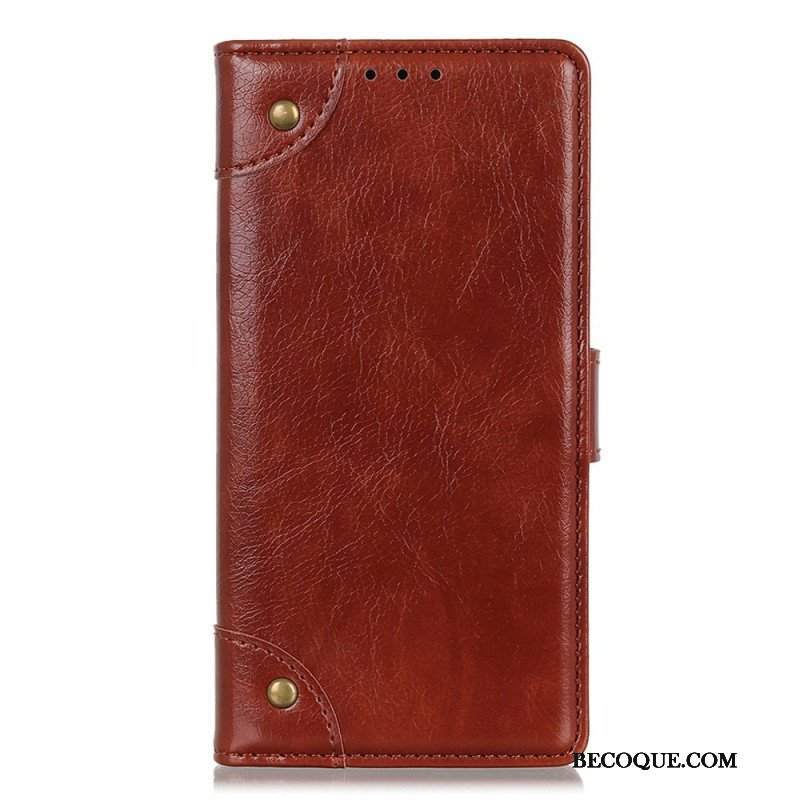 Etui Folio do OnePlus 10T 5G Nity W Stylu Vintage Ze Skóry Nappa