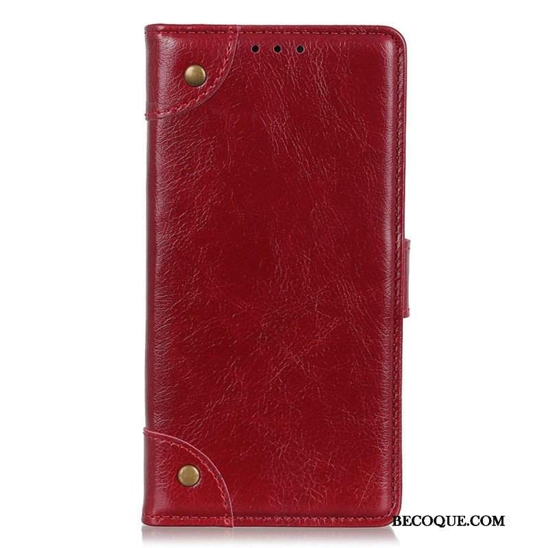 Etui Folio do OnePlus 10T 5G Nity W Stylu Vintage Ze Skóry Nappa