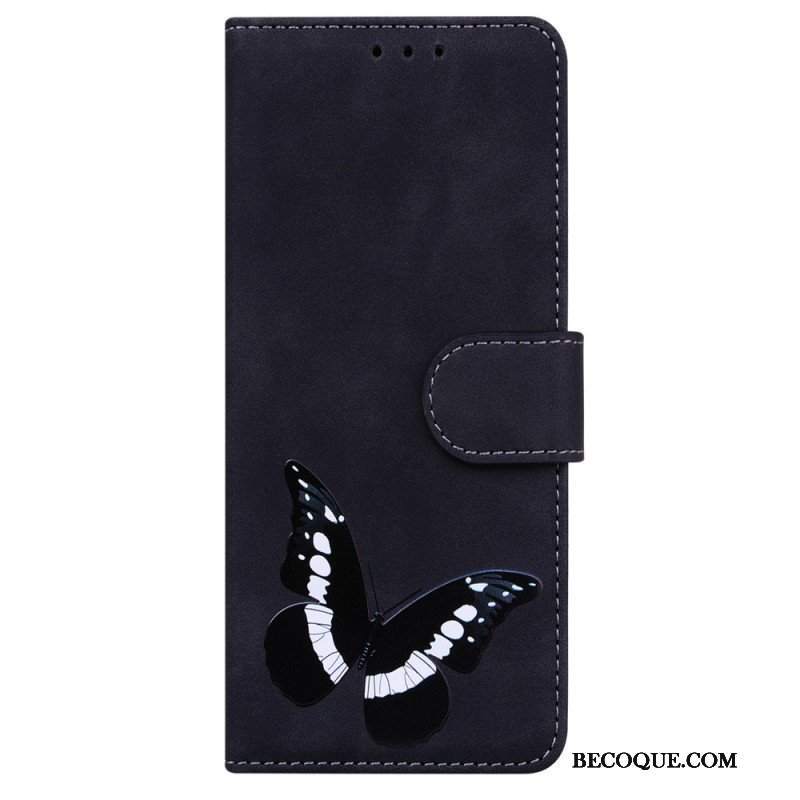 Etui Folio do OnePlus Nord 2 5G Motyl Dotykający Skóry